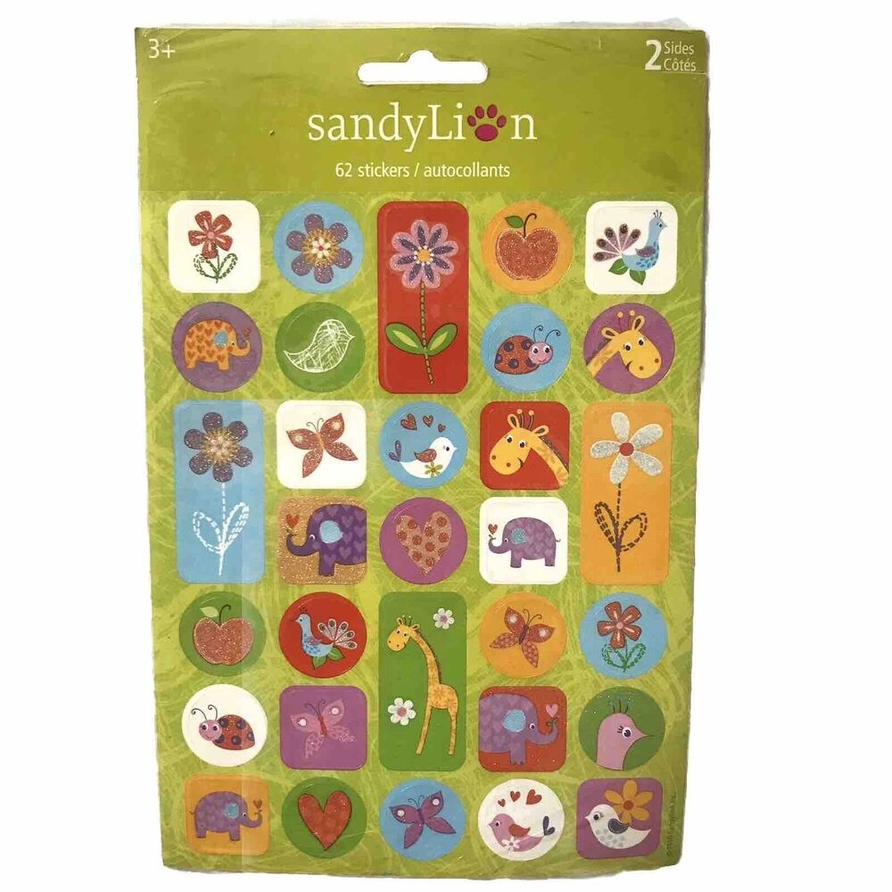 Sandy Lion Stickers Animal Friends Glitter New Sealed 2 Sheets NOS 2010 Y2k 00s